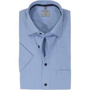 MARVELIS comfort fit overhemd, korte mouw, popeline, lichtblauw met wit mini ruitje