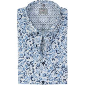 MARVELIS comfort fit overhemd, korte mouw, popeline, lichtblauw dessin
