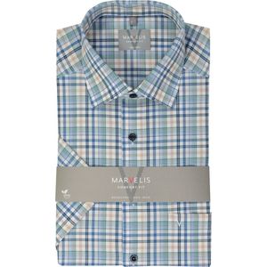MARVELIS comfort fit overhemd, korte mouw, popeline, groen geruit