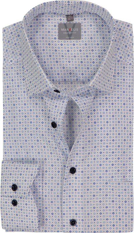 MARVELIS comfort fit overhemd, popeline, lichtblauw dessin