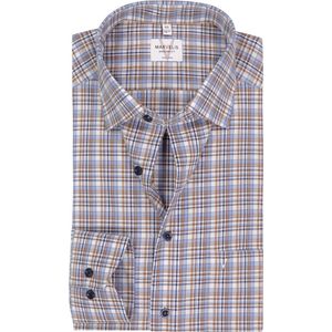 MARVELIS modern fit overhemd, popeline, lichtbruin geruit