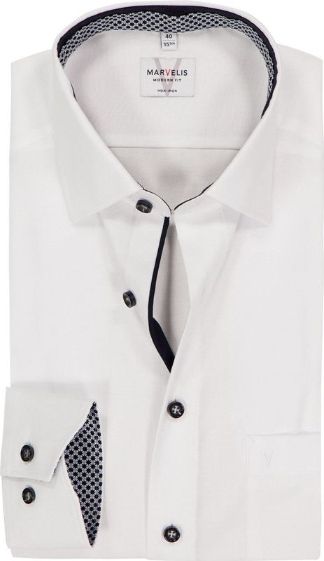 MARVELIS modern fit overhemd, mouwlengte 7, twill, wit