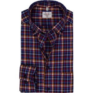 MARVELIS - Modern Fit - Overhemd - Bordeaux Rood Geruit - Strijkvrij - Boordmaat 43