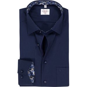 MARVELIS - Modern Fit - Overhemd - Donkerblauw - Strijkvrij - Boordmaat 38