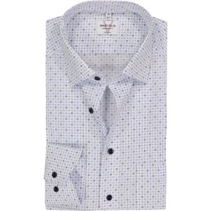 MARVELIS - Modern Fit - Overhemd - Lichtblauw Dessin - Strijkvrij - Mouwlengte 7