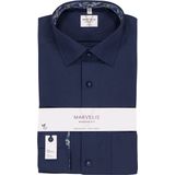 MARVELIS - Modern Fit - Overhemd - Donkerblauw - Mouwlengte 7 - Popeline