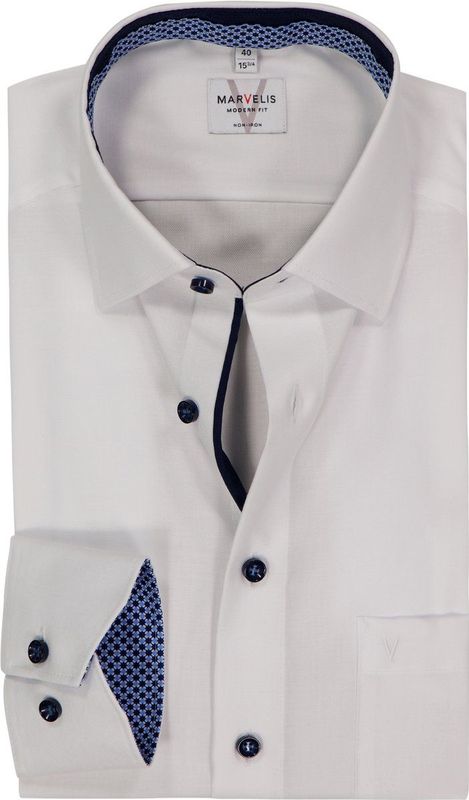 MARVELIS - Modern Fit - Overhemd - Wit - Strijkvrij