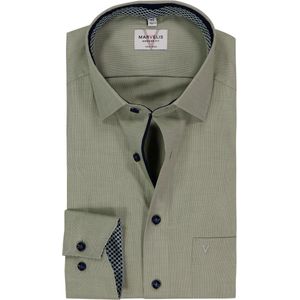 MARVELIS - Modern Fit - Overhemd - Olijfgroen - Strijkvrij
