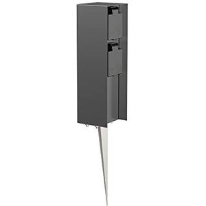 ledscom.de Tuincontactdoos zuil POMI met grondspies voor buiten, IP44, 2-voudig, antraciet, hoekig, 23cm