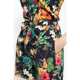 Queen Kerosin - Vintage Jumpsuit - Tropical All-Over-Pattern - Viscose