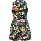 Queen Kerosin - Vintage Jumpsuit - Tropical All-Over-Pattern - Viscose