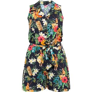 Queen Kerosin - Vintage Jumpsuit - Tropical All-Over-Pattern - Viscose
