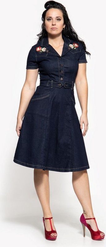 Queen Kerosin - Swing - Dames Jeans Jurk