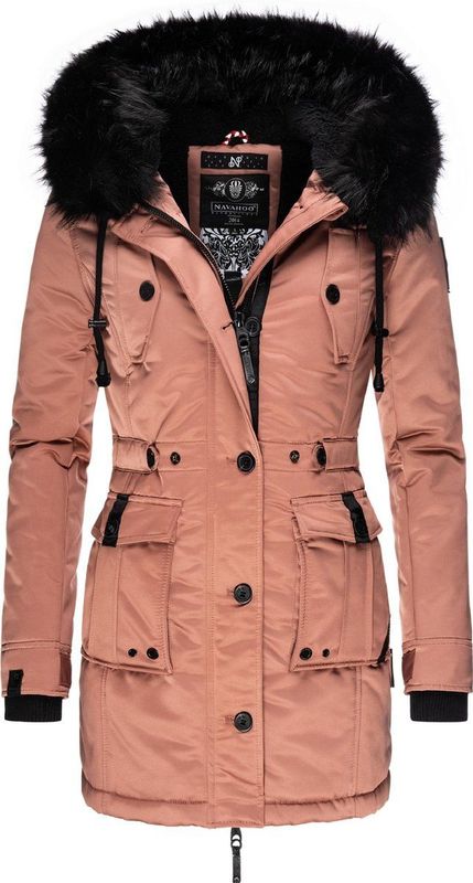 Navahoo - Luluna Prc - Winterjas - Zwart - 100% Polyester, Afneembare Imitatiebont Capuchon