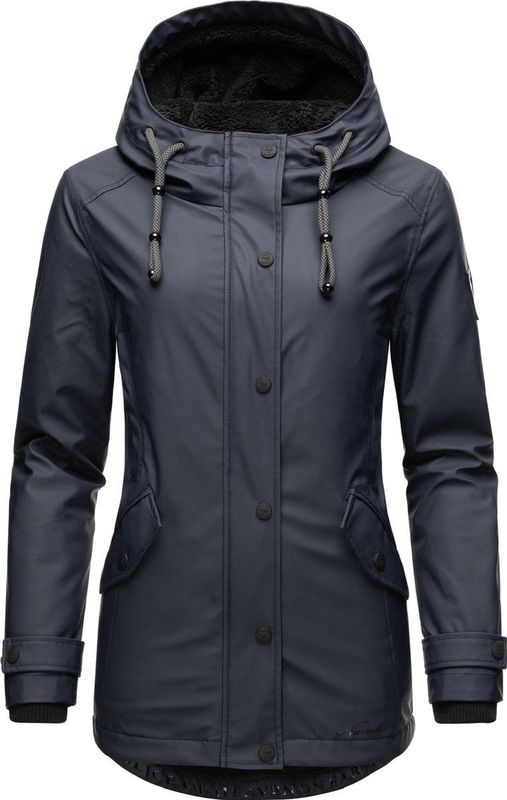 MARIKOO - Functionele Jas - Marine/Rood - Gewatteerde Jas - Met Capuchon