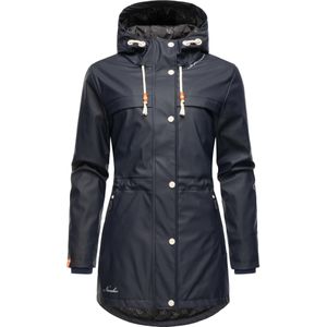 Navahoo Rainy Forest overgangsjas voor dames, waterdicht, lang, warm gevoerd, met capuchon, XS-3XL, Donkerblauw, XXL