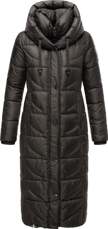 NAVAHOO - Waffelchen - Gewatteerde Jas - Zwart - Lange Pasvorm