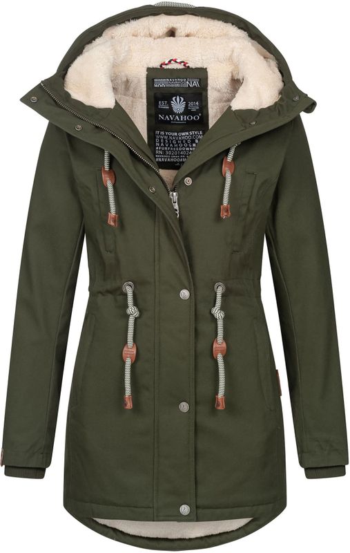 Navahoo - Ireliaa - Parka - Olijf - Windafstotend met Teddyvoering en Capuchon