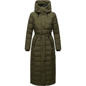 Navahoo - The Part XIV - Gewatteerde Winterjas - Dark Olive - Lang Met Afneembare Imitatie Bontkraag