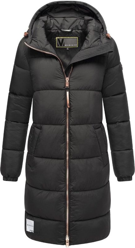 Marikoo lange dames gewatteerde winterjas met capuchon – Nomadiaa