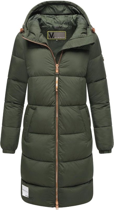 Marikoo lange dames gewatteerde winterjas met capuchon – Nomadiaa