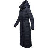 Navahoo - The Part XIV - Gewatteerde Winterjas - Donkerblauw - Lange Jas met Afneembare Imitatie Bontkraag