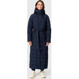 Navahoo - The Part XIV - Gewatteerde Winterjas - Donkerblauw - Lange Jas met Afneembare Imitatie Bontkraag