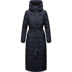 Navahoo - The Part XIV - Gewatteerde Winterjas - Donkerblauw - Lange Jas met Afneembare Imitatie Bontkraag