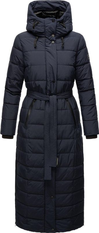 Navahoo - The Part XIV - Gewatteerde Winterjas - Donkerblauw - Lange Jas met Afneembare Imitatie Bontkraag