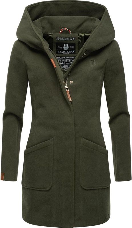 Marikoo - B819 - Damesjas - Olijfgroen - Lange Parka - Winterjas