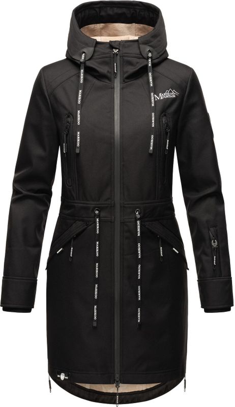 MARIKOO Damen Softshelljacke Funktionsjacke mit warmen Teddyfleece & Kapuze Racquellee