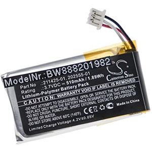 vhbw Batterij vervanging voor Plantronics 202555-01, 211425-01 voor draadloze hoofdtelefoon (510mAh, 3.7V, Li-Polymeer)