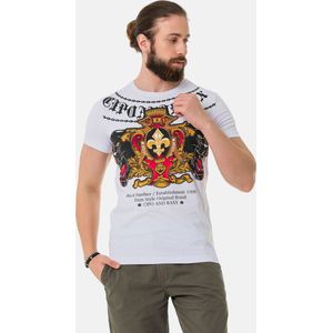 CIPO & BAXX Shirt  lichtbruin / rood / zwart / wit