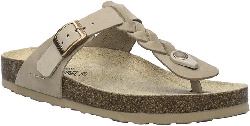 Josef Seibel - Hermine - Leren Dames Teenslippers - Beige - Rundleer