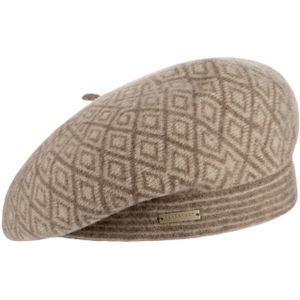 Seeberger Twotone Baske, walkmuts, wolbaske, baret voor dames, winterbask, bruin-beige, 55/60 cm