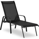 Uniprodo ligstoel - zwart - stalen frame - verstelbare rugleuning