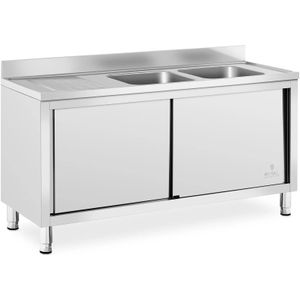 Wastafel kast - 2 Basin - Royal Catering - Roestvrij staal - 400 x 400 x 250 mm