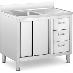 Wastafel kast - 1 Basin - Royal Catering - Roestvrij staal - 400 x 400 x 300 mm