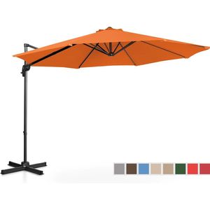 Parasol - Oranje - rond - Ø 300 cm - kantelbaar en draaibaar