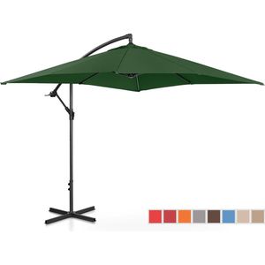 Uniprodo UNI_UMBRELLA_SQ250GR_N zweefparasol groen vierkant 250 x 250 cm kantelbaar tuinscherm parasol zonnescherm pendelscherm