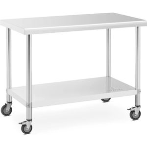 Royal Catering - RVS tafel met wielen - PREMIUM - 60 x 120 cm - 158 kg