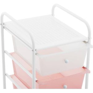 physa Cosmetica trolley - 4 lades - roze/wit