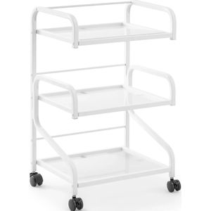 physa - Cosmetica trolley - 3 Glazen leggers - 40 x 50 x 83 cm - Wit