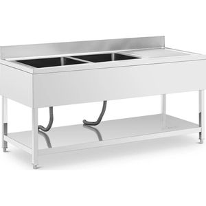 Spoeltafel - 2 bakken - RVS - 180 x 70 x 97 cm - Royal Catering