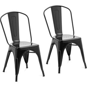 Royal Catering Metalen stoel - set van 2 - tot 150 kg - zitting 35 x 34 cm - bruin - - 4062859233653