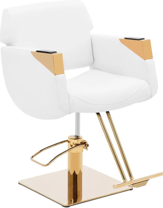 Kappersstoel - Wit - Kunstleer - Verstelbare Hoogte 470-630 mm