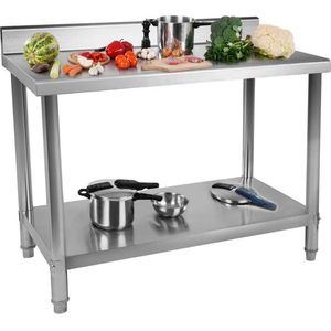 Royal Catering RVS werktafel - ECO - 100 x 60 cm - 114 kg - achterwand - - 4062859956064