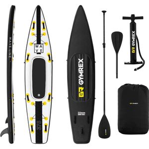 Gymrex Sup Board Opblaasbaar - Sup - 120 kg - Zwart - Geel - met peddel en accessoires