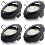 4x led Deckenspots dimmbar & schwenkbar Einbaustrahler mit Aluminium Rahmen in schwarz - Brandson