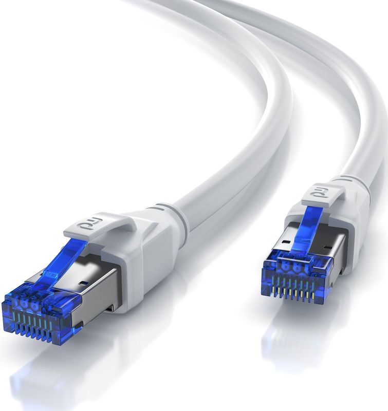 Primewire - Patchkabel cat 8 mit Baumwollummantelung - Gigabit Ethernet lan Kabel - 40 Gbit/s - s/ftp pimf Schirmung - Netzwerkkabel - 15m